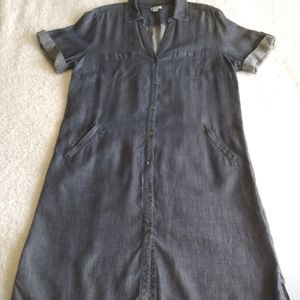 J. Jill Denim Chambray Linen Blue Shirt Dress L